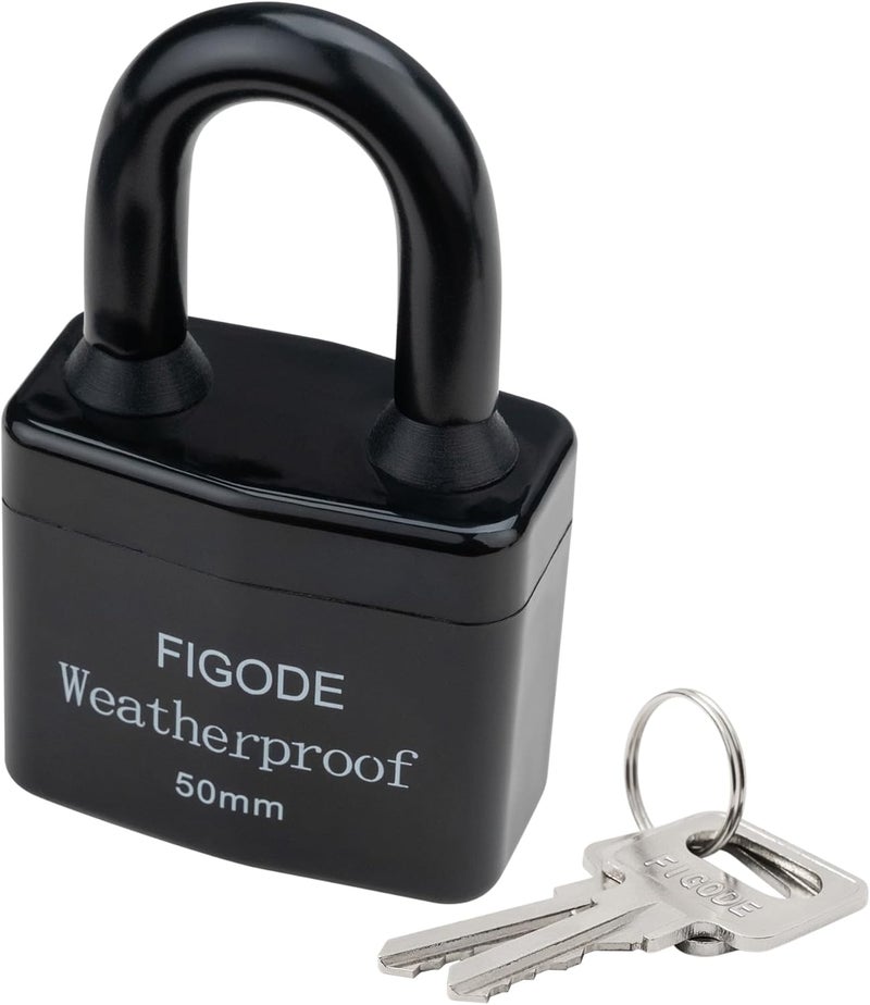 FIGODE ® Outdoor Waterproof Padlocks, Covered Heavy Duty Laminated Steel Locks, Large Sturdy Locks, 2.2 in. Wide, 3 Locks Same Key, Standard Shackle - Image 3
